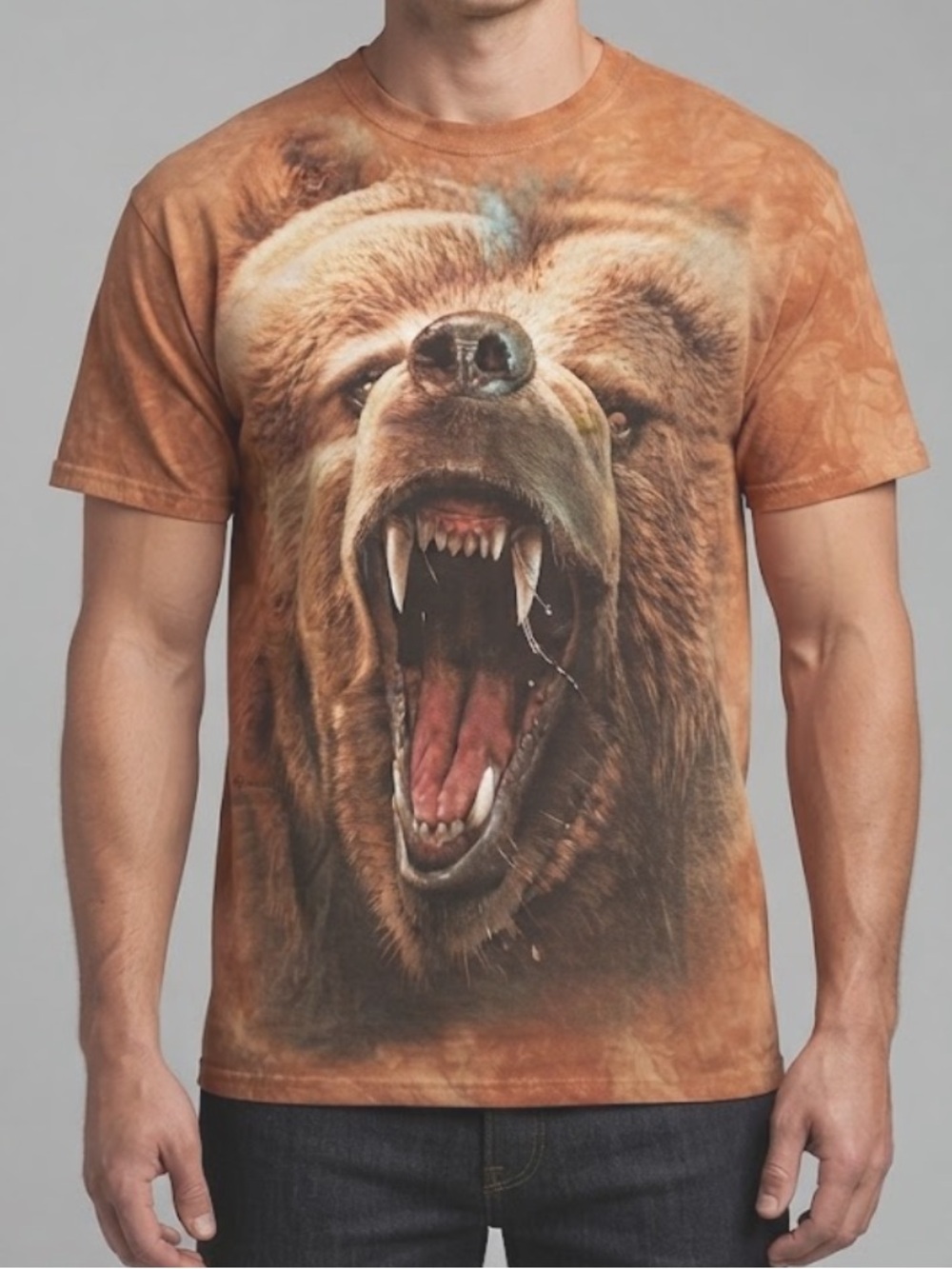 THE MOUNTAIN Tie Dye Grizzly Bear Graphic T-Shirt Medium